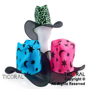 SOMBRERO VAQUERO FANTASIA COLORES Y ESTAMPADOS SURTIDOS x 1